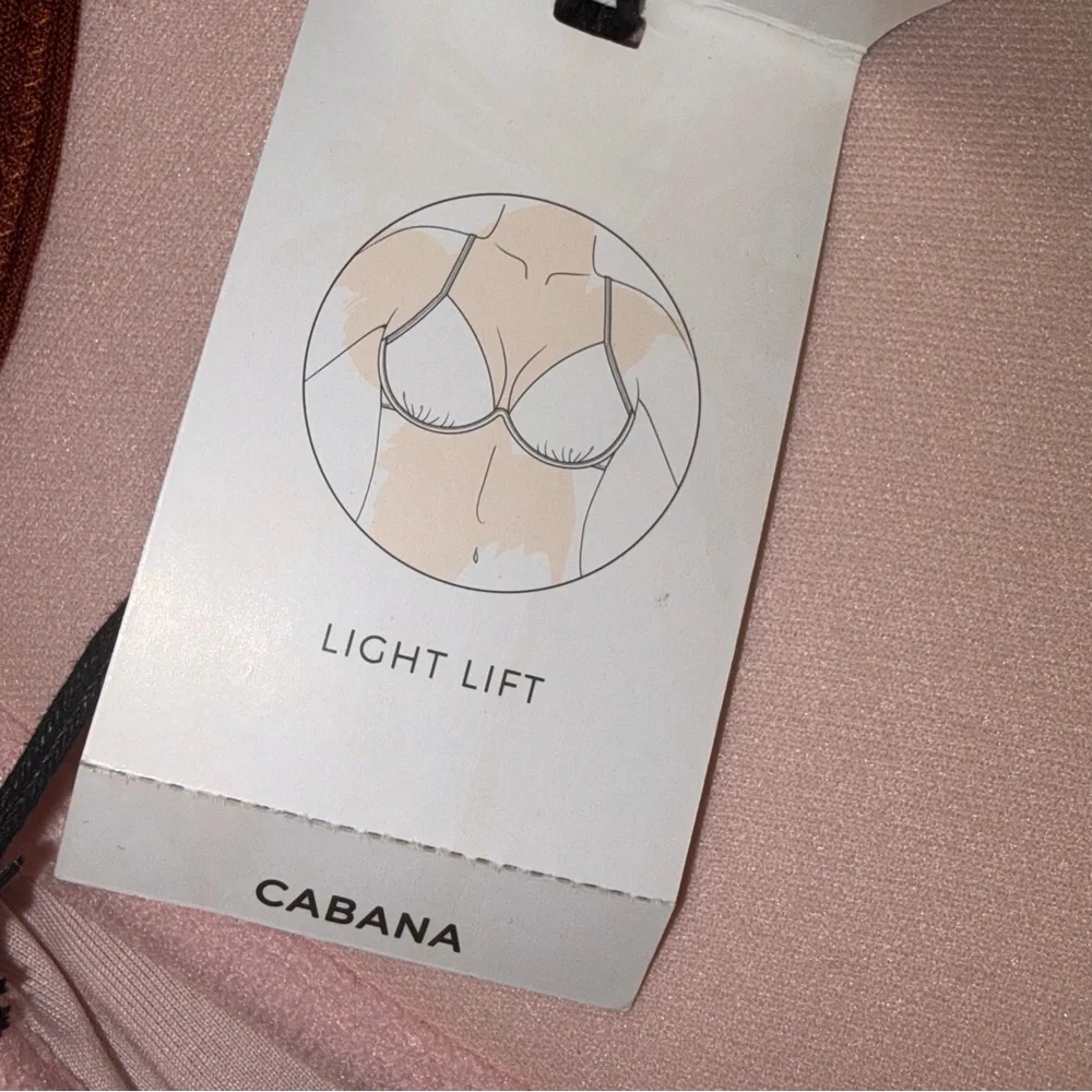 NEW Shade & Shore Cabana Cinnamon Ribbed Underwire Halter Bikini Top size 36D